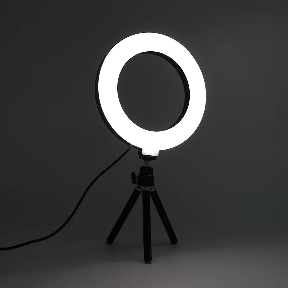 6inch Selfie Desktop Ring Light LED Lamp with Tripod Stand